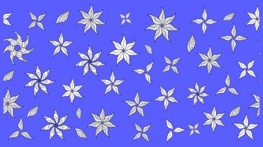 Raster illüstrasyonundaki çiçek desenli çizim. Mavi renkte çiçekler.