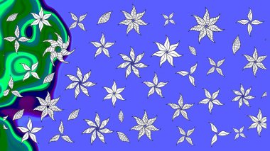 Kumaş desenli papatya çiçeği detayı. Mavi renkte çiçekler.