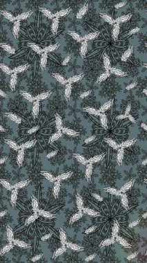 Raster illüstrasyonu. Tarafsız renklerde çiçekler. Çiçek süslemeli çizim deseni.