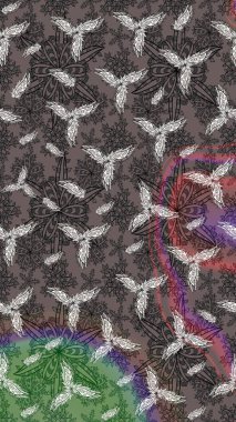 Kahverengi renklerde. 3D çiçekler, eskiz. Raster illüstrasyonu.