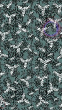 Raster illüstrasyonu. Tarafsız kıvırcık çiçekler tarafsız renklerde şekillenir. Klasik çiçek tasarım elementleri.