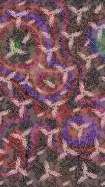 Kumaş, tekstil, duvar kağıdı baskısı için. Raster illüstrasyonu. Eskiz geçmişi. Miles Fleur, süslü püslü bir süs. Tomurcukları papatya çiçekleri olan sevimli bir çiçek deseni. Antika retro tarzı.