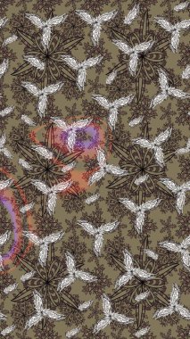 Raster Yumuşak kumaş deseni. Raster çiçek izi. Klasik taslak çizimi. Çiçekli bej çizim deseni.