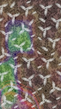 Düz Çiçek Elementleri Tasarımı. Sevimli çiçek raster deseni. Kahverengi renkli çiçekler. Renkli Bahar Teması çizim şablonu.