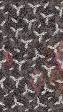 Soyut etnik raster çizim kalıbı. Çiçekler. Vadinin çiçekleri kahverengi renklerde.