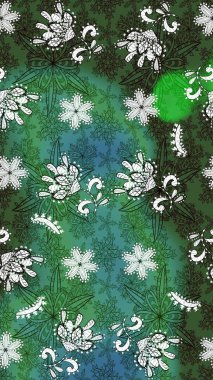 Raster güzel bir çiçek deseni çizmiş. Bahar mevsimi. Tatil havası. Nazik romantik baskı. Yeşil renkte çiçekler.