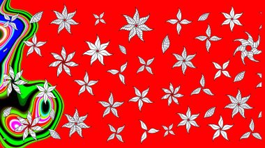 Raster illüstrasyonu. Kırmızı renkte çiçekler. Çizim çiçek deseni duvar kağıdı için kullanılabilir.