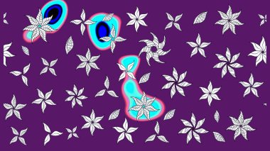 Mor renkli güzel bir tekstil. Raster illüstrasyonu. Suluboya çiçekli çiçek deseni.