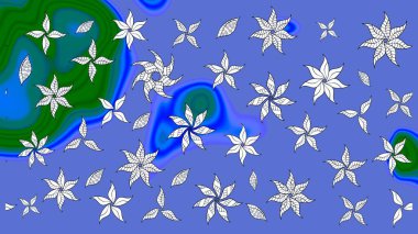 Düz Çiçek Elementleri Tasarımı. Renkli Bahar Teması eskiz kalıbı. Çiçek desenli eskiz, yaz çiçekleri. Mavi renkte çiçekler.