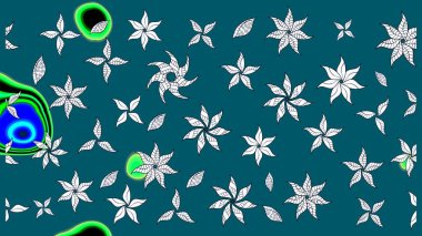 Mavi renkli çiçekler. Renkli Bahar Teması eskiz kalıbı. Düz Çiçek Elementleri Tasarımı. Raster illüstrasyonunda çiçek deseni çizimi.