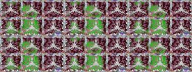 Dallı bahar çiçekleriyle desen, kahverengi renklerle çiçek siluetiyle desen. Raster deseni.