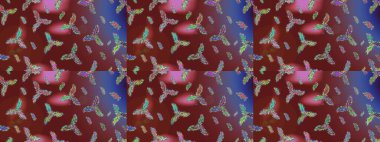 Noel süsleri ve Noel süsleri. Raster Noel soyut renkli arkaplan ve düşen kar tanesi.