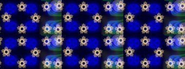 Raster illüstrasyonu. Raster deseni. Küçük çiçekteki sevimli çiçek deseni. Gri, siyah ve mavi renkte yaz çiçekleri.