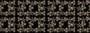 Siyah arka planda. Çocuksu tasarım. Tekstil, kumaş, ambalaj, hatıra defteri için hoş bir çiçek arkaplanı. Elle çizilmiş karalama çiçekleri ile Raster çizim deseni.