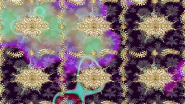 Renkli unsurlarla hareketli arka plan görüntüleri. Çiçekler. Eski model. Bayrak tarzı. Video kaydı. Şablon. Döngü. Kusursuz..