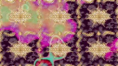 Renkli unsurlarla hareketli arka plan görüntüleri. Çiçekler. Eski model. Bayrak tarzı. Video kaydı. Şablon. Döngü. Kusursuz..