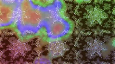 Renkli unsurlarla hareketli arka plan görüntüleri. Çiçekler. Eski model. Bayrak tarzı. Altın, altın. Video kaydı. Şablon.