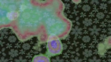 Renkli unsurlarla hareketli arka plan görüntüleri. Çiçekler. Eski model. Bayrak tarzı. Altın, altın. Video kaydı. Şablon.