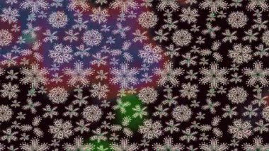 Renkli unsurlarla hareketli arka plan görüntüleri. Çiçekler. Eski model. Bayrak tarzı. Altın, altın. Video kaydı. Şablon.