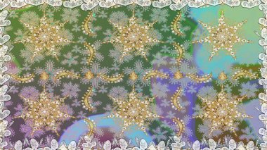 Tarafsız renklerde, altın elementlerle pürüzsüz bir desen. Şam tasarım için kusursuz desen.