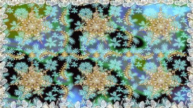 Tarafsız renklerde altın elementler. Çiçek deseni. Duvar kâğıdı barok, İspanyol kumaşı. Şık bir grafik desen. Kusursuz raster arkaplanı.