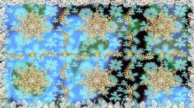 Geleneksel altın sarısı desenli mavi renkli ve altın elementli. Barok tarzında kusursuz bir doğulu süsü..