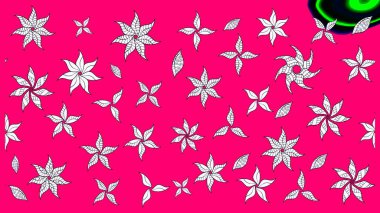 Şirin çiçek elementleri. Taslak desenli, modaya uygun kumaş deseni. Renkli Bahar Teması eskiz kalıbı. Raster illüstrasyonu. Düz Çiçek Elementleri Tasarımı.