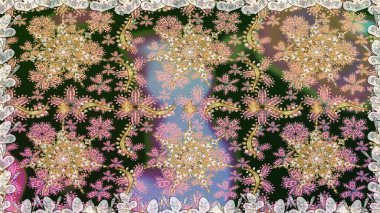 Damask altın soyut çiçek gri renklerde pürüzsüz desen. Süslü dekorasyon. Raster illüstrasyonu.