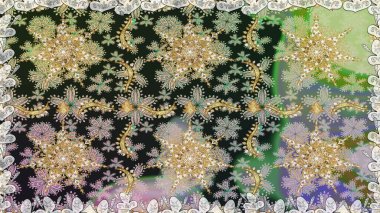 Gri renklerde, altın elementlerle kusursuz desen. Kusursuz altın desen. Raster doğulu süsü.