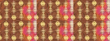 Raster çiçek izi. Çiçeksel kahverengi, pembe ve sarı çizim desenleri. Klasik taslak çizimi. Raster Yumuşak kumaş deseni.