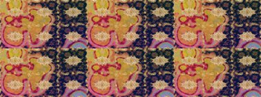 Bej renklerde altın elementler. Çiçek deseni. Duvar kâğıdı barok, İspanyol kumaşı. Şık bir grafik desen. Çizim raster arkaplanı.