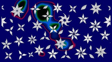 Suluboya çiçekli çiçek deseni. Raster illüstrasyonu. Mavi renkte Asya tekstili.