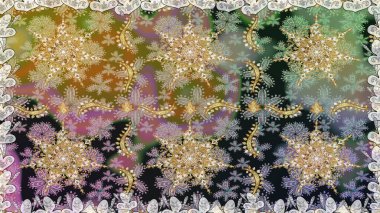 Noel, kar tanesi, yeni yıl 2019. Gri renklerde, altın elementlerle kusursuz klasik desen.