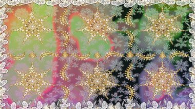 Raster illüstrasyonu. Klasik klasik klasik arka plan. Kusursuz klasik raster altın desenli. Geleneksel oryantasyon süsü. Tarafsız renklerde altın elementlerle kusursuz desen.