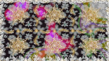 Barok tarzında altın çiçek süsü. Antika altın tekrarlanabilir duvar kağıdı. Damask arkaplanı tekerrür ediyor. Gri renklerdeki altın element.