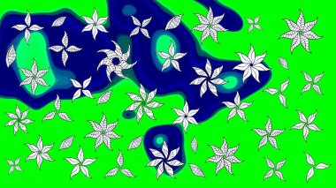 Raster illüstrasyonu. Çiçekli güzel suluboya desen. Yeşil renklerde.