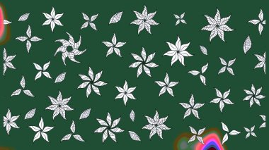 Soyut etnik raster çizim kalıbı. Vadinin yeşil renkli çiçekleri. Çiçekler..