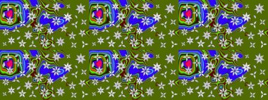 Renkli Bahar Teması eskiz kalıbı. Düz Çiçek Elementleri Tasarımı. Çiçek desenli eskiz, yaz çiçekleri. Yeşil renkte çiçekler.