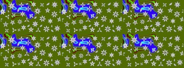 Renkli Yaz Temalı eskiz kalıbı. Güzel kumaş deseni. Düz Çiçek Elementleri Tasarımı. Raster illüstrasyonunda çiçek deseni çizimi.