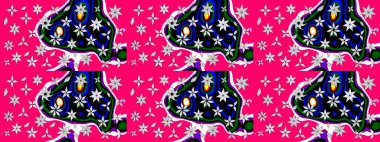 Desen, çizim, çiçek sınırı. Kıvırcık, parlak örgü. Çiçek çelengi. Raster illüstrasyonu. Eski moda arka plan. Güzel, pürüzsüz kumaş, tuval..