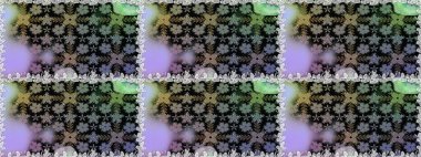 Patlayan çiçekler soyut olarak yerleştirilmiş. Gri renklerde bahar çiçekleri. Raster illüstrasyonu. Raster deseni.