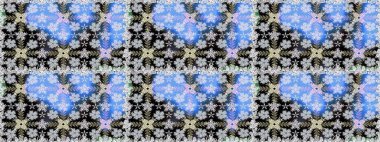 Mavi renkte etnik çiçeklerle kusursuz bir desen. Raster Çiçek İllüstrasyonu güzel tekstil..