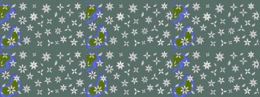 Çiçekler. Soyut etnik raster çizim kalıbı. Tarafsız renklerde vadinin çiçekleri.