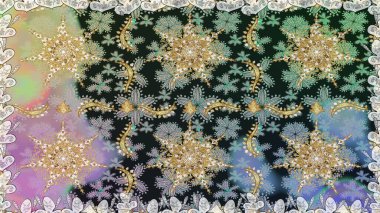 Gri renklerdeki altın elementler. Şık bir grafik desen. Kusursuz raster arka plan. Çiçek deseni. Duvar kâğıdı barok, İspanyol kumaşı.