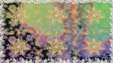 Kusursuz oryantal klasik altın desen. Tarafsız renklerde altın tekrarlayan elementler içeren Raster soyut arkaplanı.