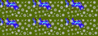 Renkli Yaz Temalı eskiz kalıbı. Güzel kumaş deseni. Düz Çiçek Elementleri Tasarımı. Raster illüstrasyonunda çiçek deseni çizimi.