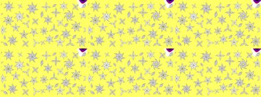 Sarı renkli bitkilerden oluşan parlak çiçekli çizim deseni.