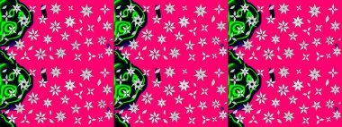 Mor renkte çok renkli, zarif küçük çiçekler ve komik böcekler, raster deseni, illüstrasyon.