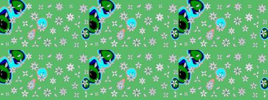 Raster illüstrasyonu. Çiçek desenli çizim. Asya tekstil tarzında. Düz Çiçek Elementleri Tasarımı. Güzel kumaş deseni. Renkli Bahar Teması çizim şablonu.