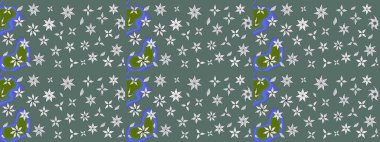 Çiçekler. Soyut etnik raster çizim kalıbı. Tarafsız renklerde vadinin çiçekleri.